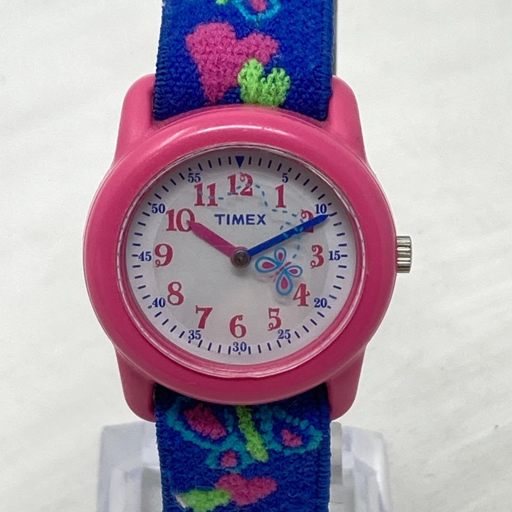 Timex Watch Girls Pink Purple 29mm Butterfly Elastic Band Kids Youth New Battery